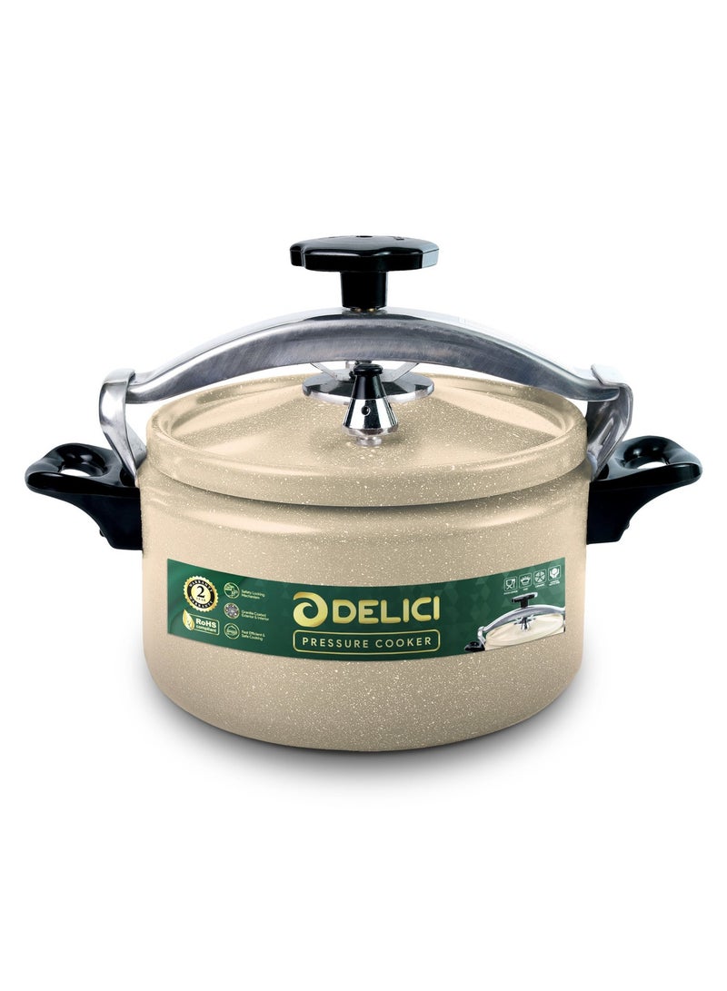 DELICI 2-Piece Arabic Pressure Cooker Set | 9L (DPC 9B) + 5L Granite Coated (DPC 5B) | Aluminium Body | Safety Lock | Heat-Resistant Base | Perfect Heat Distribution | Beige - Image 2